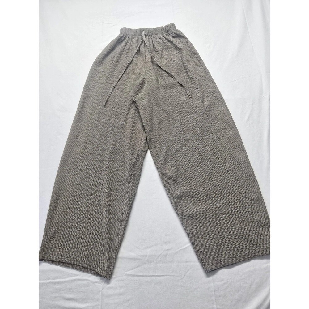 Zara Women’s Wide Leg Pants Size S Lightweight Textured Elastic Waist Adjustable